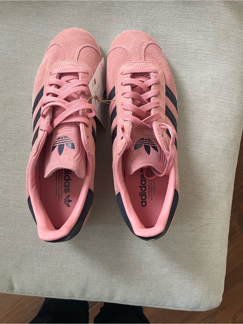 Adidas Pink Suede Sneakers with Navy Stripes - Unisex